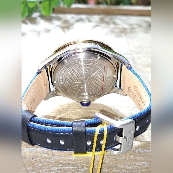 NWT INVICTA 18K PRO DIVER GOLD PLATED MENS SWISS MVMNT WATCH BLUE CALF LEATHER - Picture 10 of 16